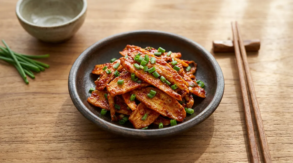 더덕무침, 밀대로 넓적하게 만들고 유장 바르면 식당 맛 나요