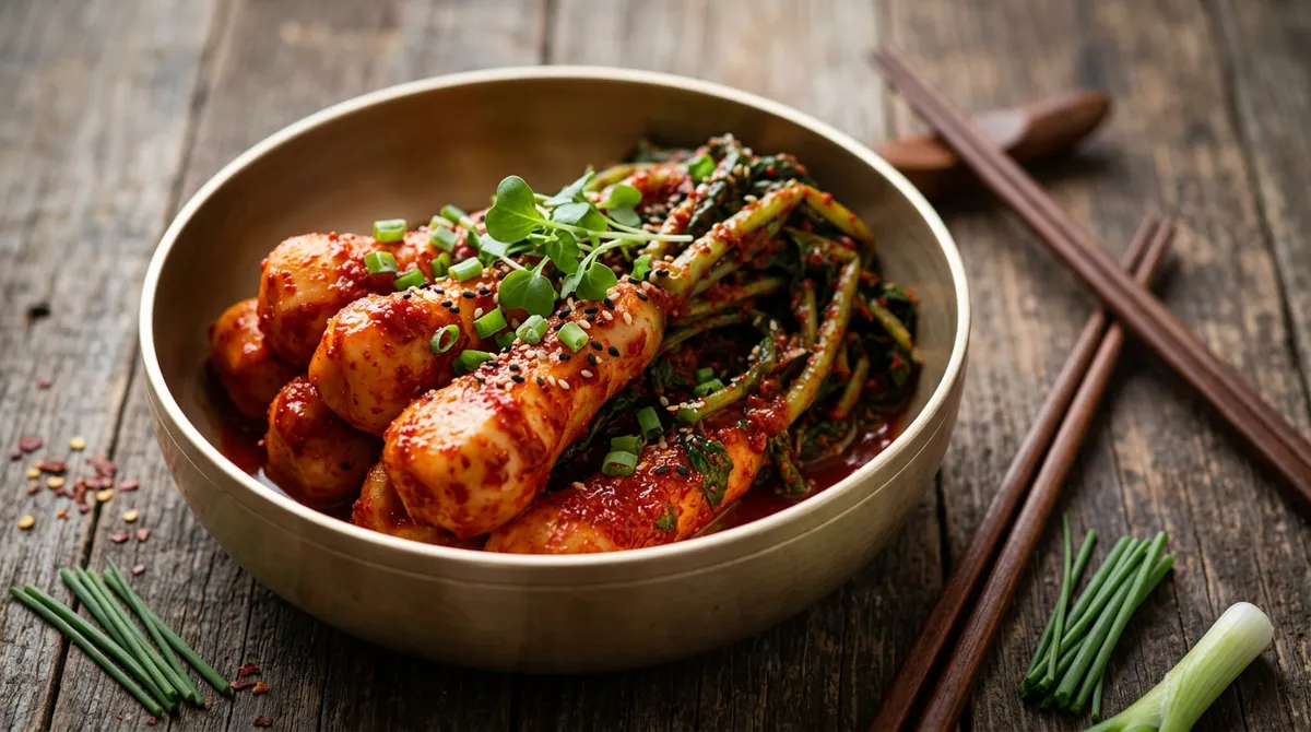 총각김치, 찹쌀풀 뜨거울 때 고춧가루 넣으니까 색이 확 달라요