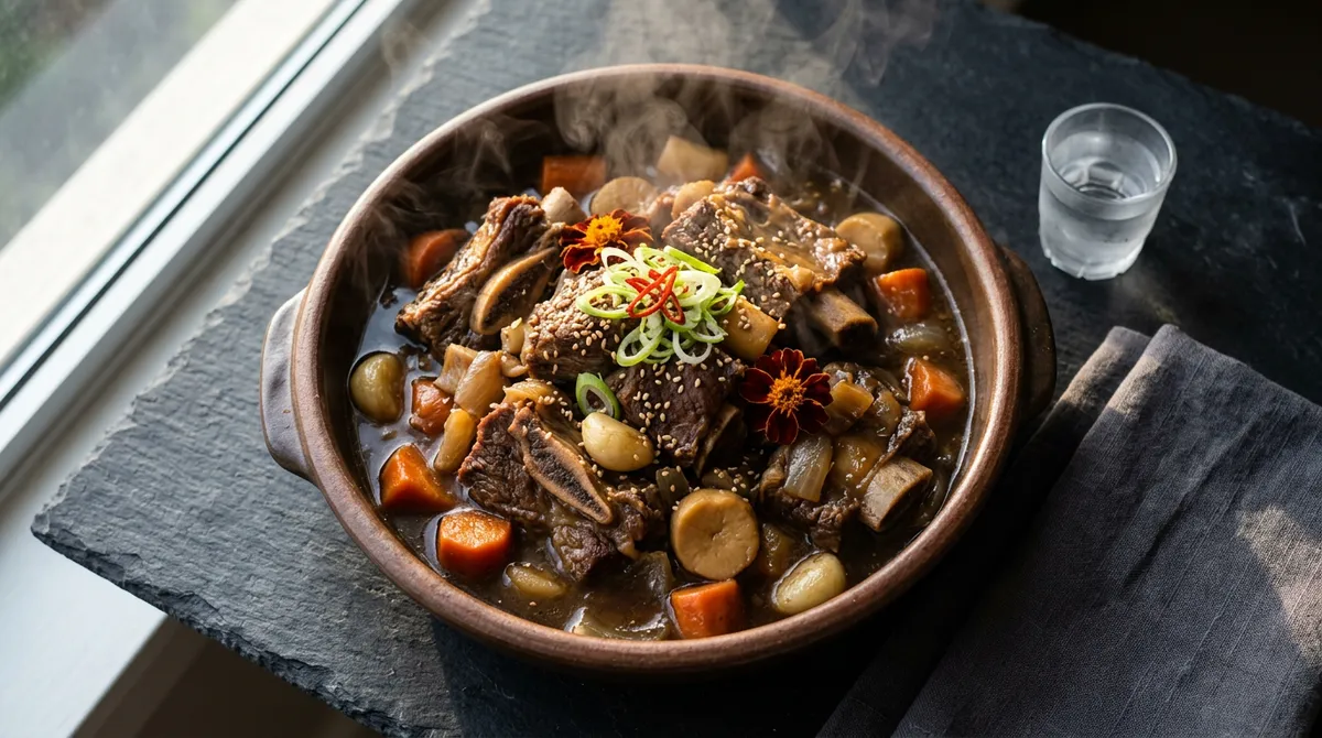 소갈비찜, 하루 재워서 천천히 끓이니까 고기가 뼈에서 살살 떨어져요