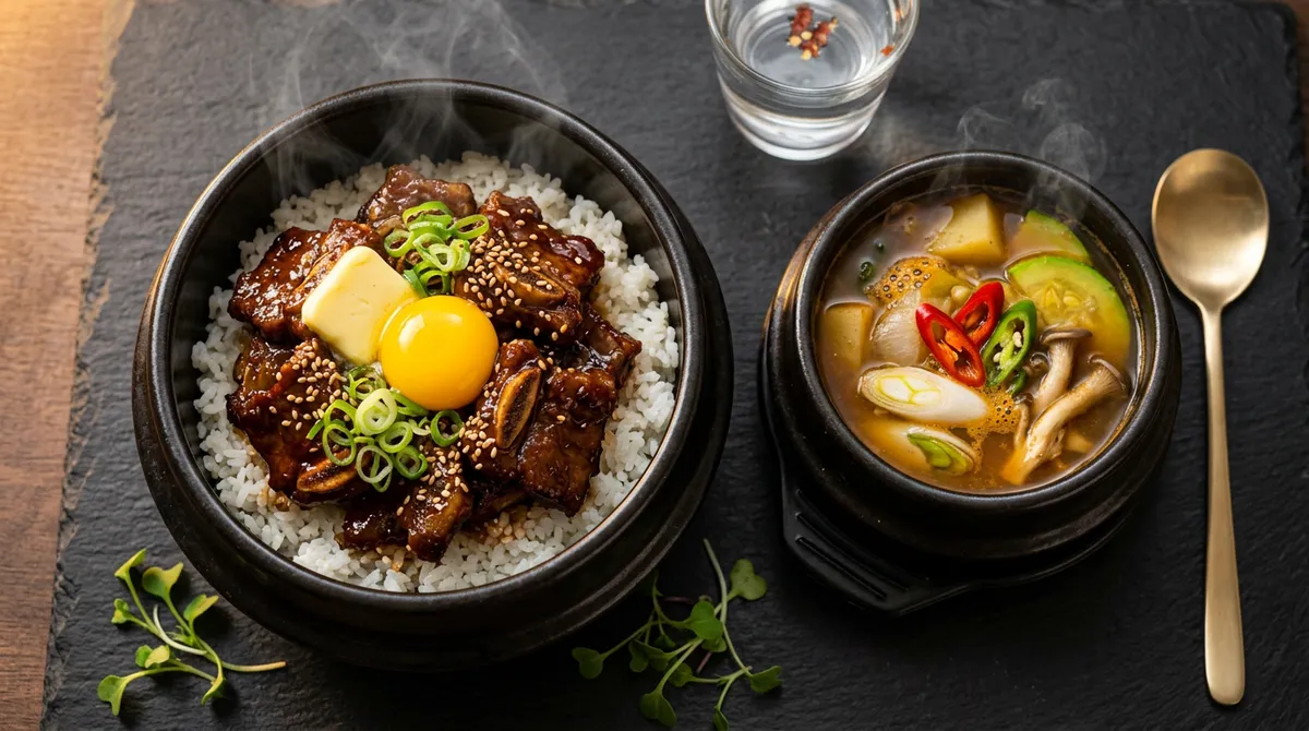 갈비찜 버터덮밥이랑 쌈장찌개, 30분에 두 가지 다 되는 게 신기해요