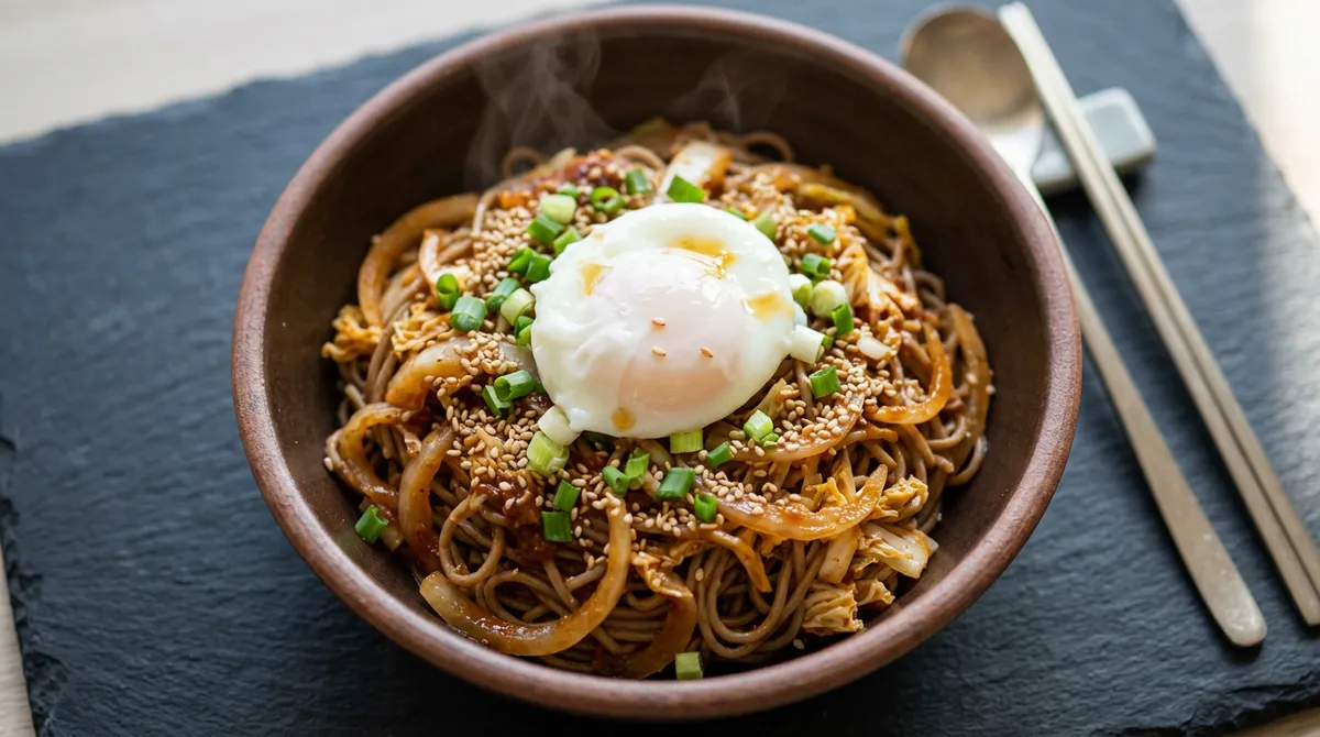 쌈장비빔면, 수란 얹으니까 진짜 별미가 됐어요