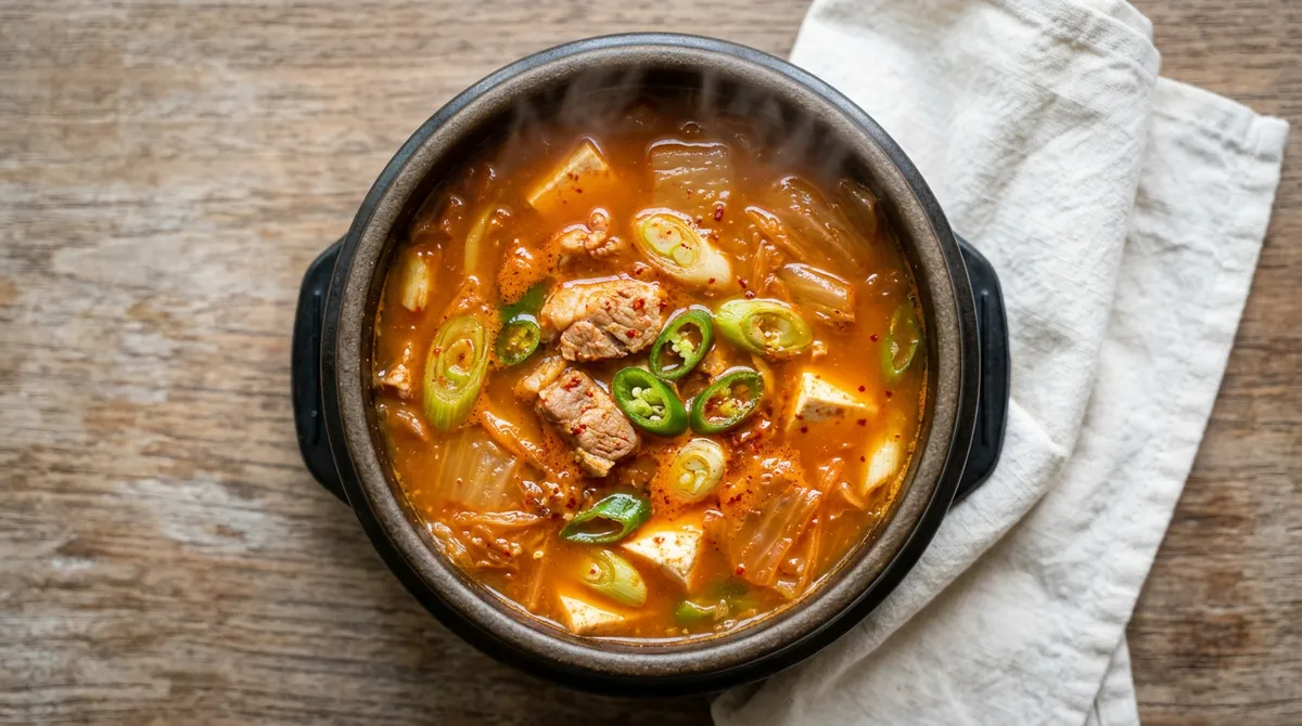 김치찌개, 쌀가루 넣고 고기 볶지 않았더니 국물이 달라요