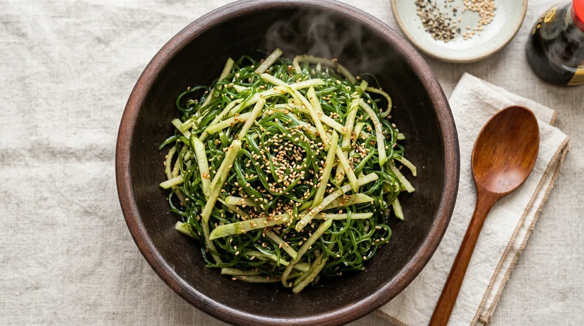 Green Laver Salad, Scrubbing with Coarse Salt Keeps It Clean