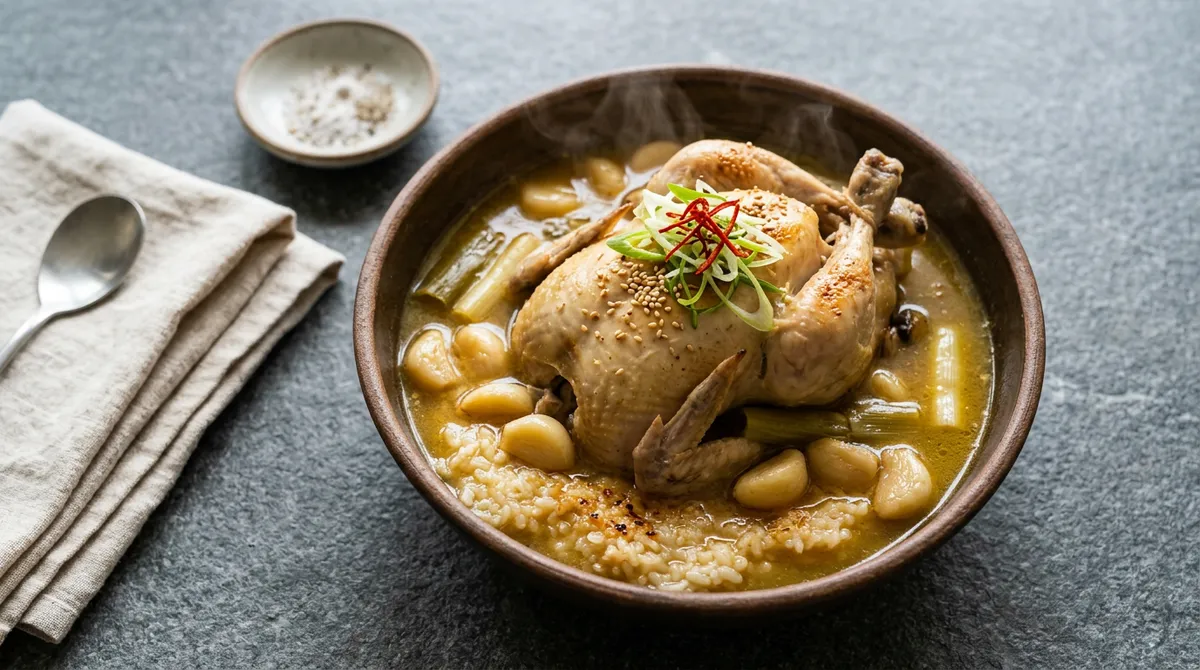 Baeksuk (Korean Chicken Soup), Using a Pressure Cooker with Less Water Makes a Richer Broth