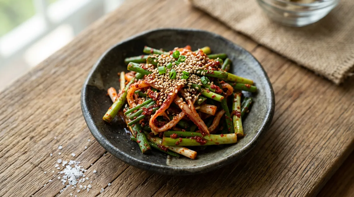 쪽파겉절이, 진미채 소주에 불려서 같이 버무리니까 훨씬 맛있어요