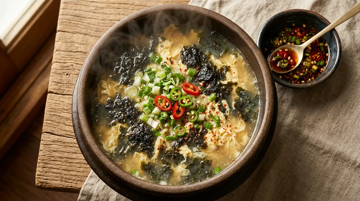 김국, 곱창김 구워서 국 끓이니까 밥 두 공기 먹었어요