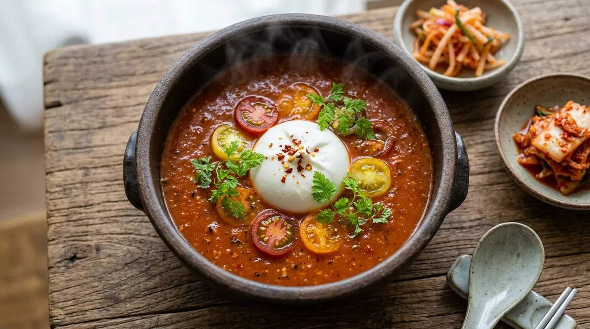 토마토 스프, 구운 채소를 갈면 색이랑 맛이 완전히 달라져요