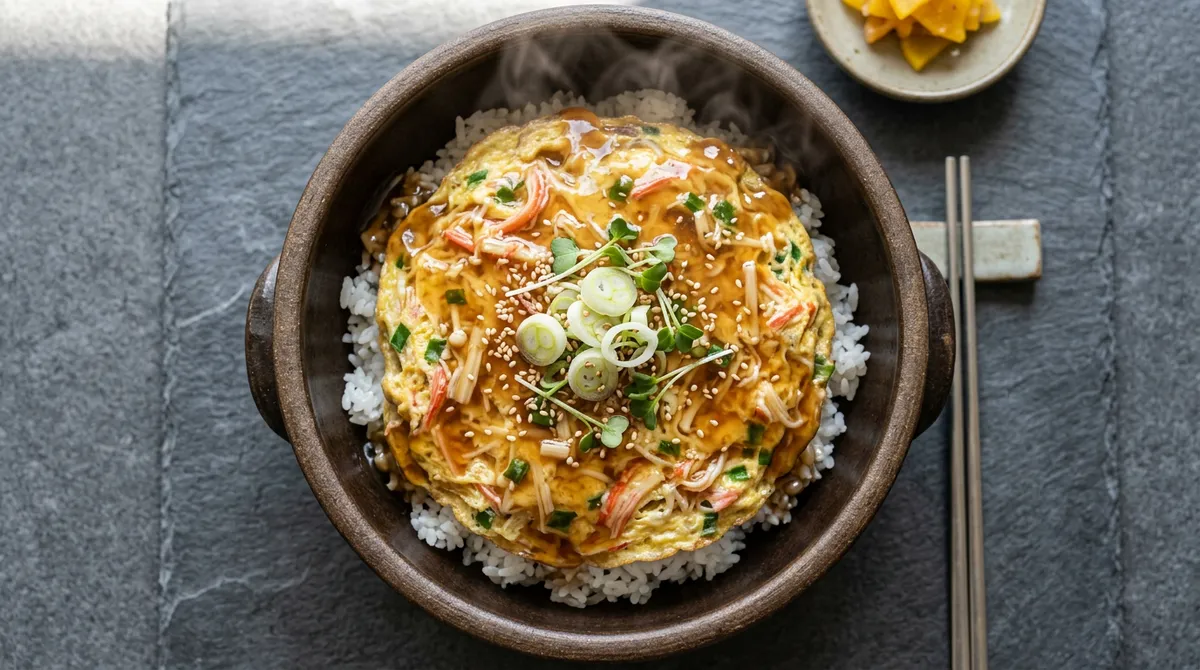 크래미계란덮밥, 크래미 찢어서 계란이랑 섞어 부치니까 식감이 미쳐요