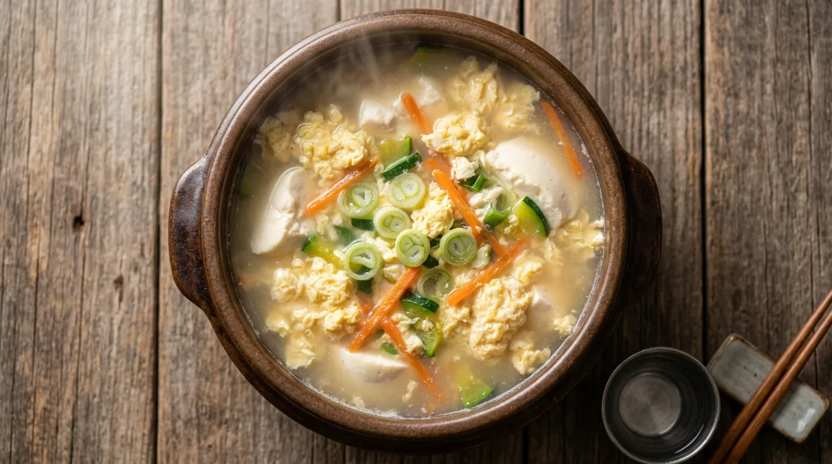 순두부계란탕, 순두부에 소금 절이고 멸치육수로 끓이니까 국물이 진해요