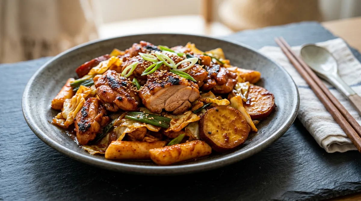 춘천 닭갈비, 소스에 재워서 양배추 깔고 볶으면 식당 맛 그대로예요