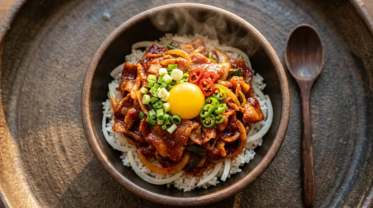 제육덮밥, 대패삼겹 80% 익었을 때 소스 넣어야 촉촉해요