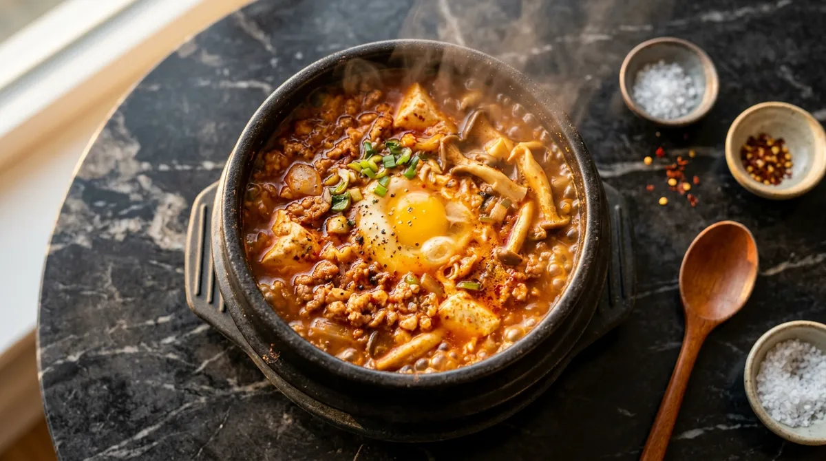 순두부찌개, 물 적게 넣는 게 핵심이에요 진짜 진한 국물 나와요