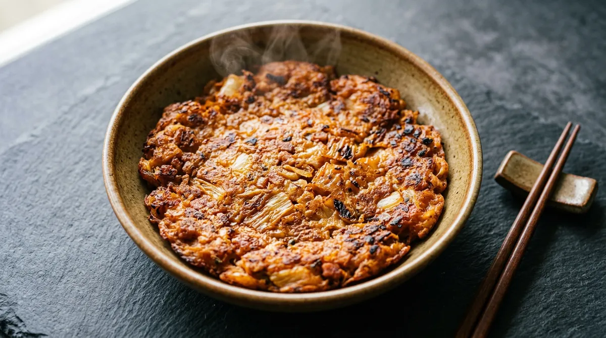 Kimchi Pancake, One Spoonful of Potato Starch Makes All the Difference in Crispiness
