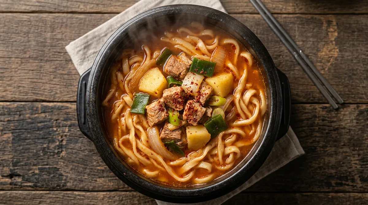 Gochujang Knife-Cut Noodle Soup - Stir-Frying the Meat First Gives You the Authentic Gangneung Jang Kalguksu Flavor